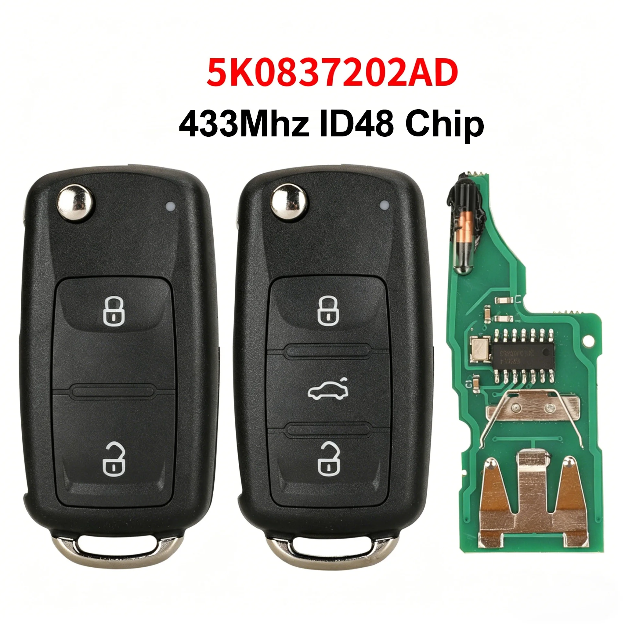 2/3-Button Flip Remote Car Key 433MHz ID48 Chip 5K0837202AD HU66 For VW Volkswagen Golf Jetta Beetle Tiguan Skoda Octavia Seat
2/3-Button Flip Remote Car Key 433MHz ID48 Chip 5K0837202AD HU66 For VW Volkswagen Golf Jetta Beetle Tiguan Skoda Octavia Seat