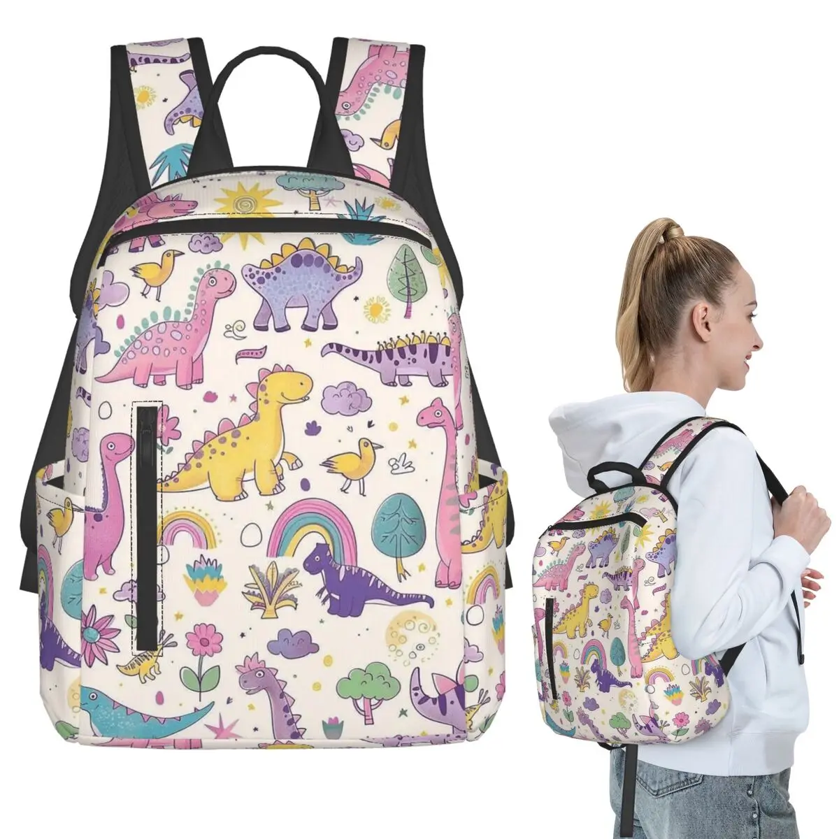 Dinosaur Cartoon Colorful Pattern Backpack Student BookBag Kids School Bag Computer Shoulder Bags Men Women
Dinosaur Cartoon Colorful Pattern Backpack Student BookBag Kids School Bag Computer Shoulder Bags Men Women