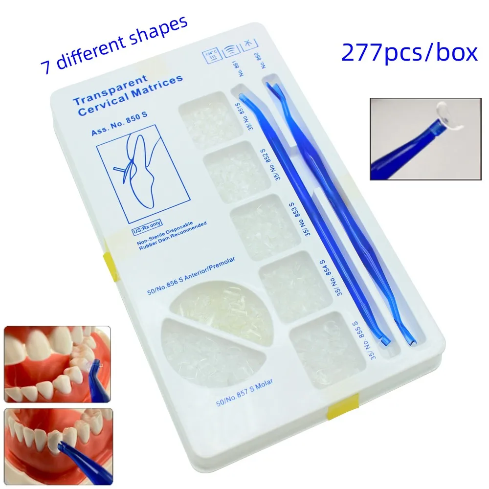 277pcs/Set Dental Transparent Matrix Cervical Matrices Dentist Composite Filling Materials Gingival 850S Tooth Oral Tools
277pcs/Set Dental Transparent Matrix Cervical Matrices Dentist Composite Filling Materials Gingival 850S Tooth Oral Tools