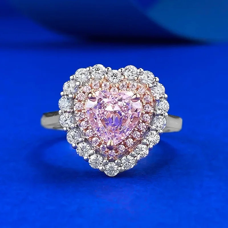 New S925 Silver Heart Shaped Pink Diamond Ring Simulation Diamond Ring Set with 7 * 7mm Pink Diamond Women's Ring
New S925 Silver Heart Shaped Pink Diamond Ring Simulation Diamond Ring Set with 7 * 7mm Pink Diamond Women's Ring