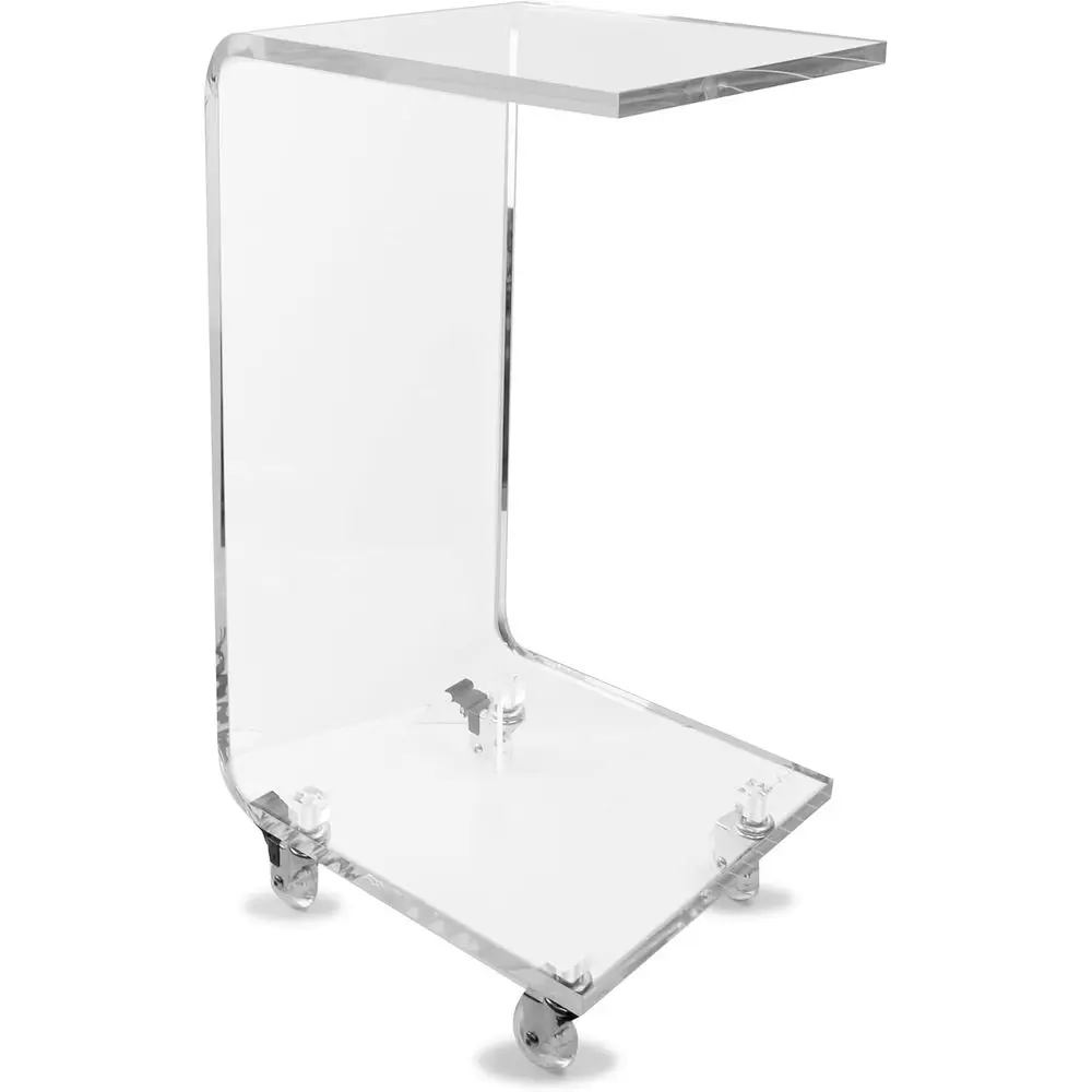 Clear Acrylic Slim C-Shaped Side Table with Wheels for Living Room, Drink Serving, TV Tray, Laptop Stand, and Sofa Use
Clear Acrylic Slim C-Shaped Side Table with Wheels for Living Room, Drink Serving, TV Tray, Laptop Stand, and Sofa Use
