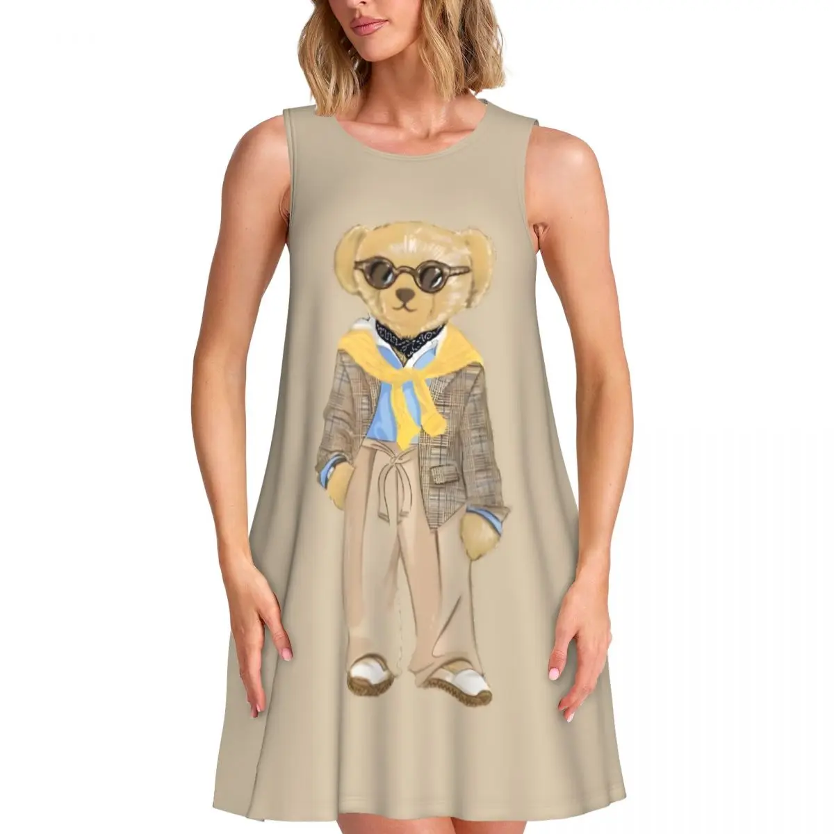 Custom Bears Cartoon Loose Sundress With Pocket Printed Women's Sleeveless Dress For Beach Vacations Dress
Custom Bears Cartoon Loose Sundress With Pocket Printed Women's Sleeveless Dress For Beach Vacations Dress