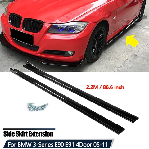 Do BMW Akcesoria Seria 3 E90 E91 320i 330i 2005-2011 Samochodowe listwy progowe 2,2 m 86,6 cala Przedłużenie paneli wahadłowych Zderzak wargowy ABS 8p