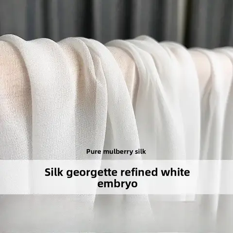 White Natural Mulberry Silk Georgette Fabric for DIY Sew Dyeing Printing Refining White Embryo Clothing Fashion Cloth Material