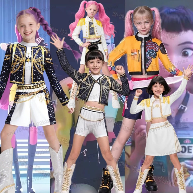 2025 Kids Girls Rumi Zoey Mira Cosplay Stage 3D Print Suit Set K-pop Demon Hunters Costume Performance Children Halloween Party
2025 Kids Girls Rumi Zoey Mira Cosplay Stage 3D Print Suit Set K-pop Demon Hunters Costume Performance Children Halloween Party
