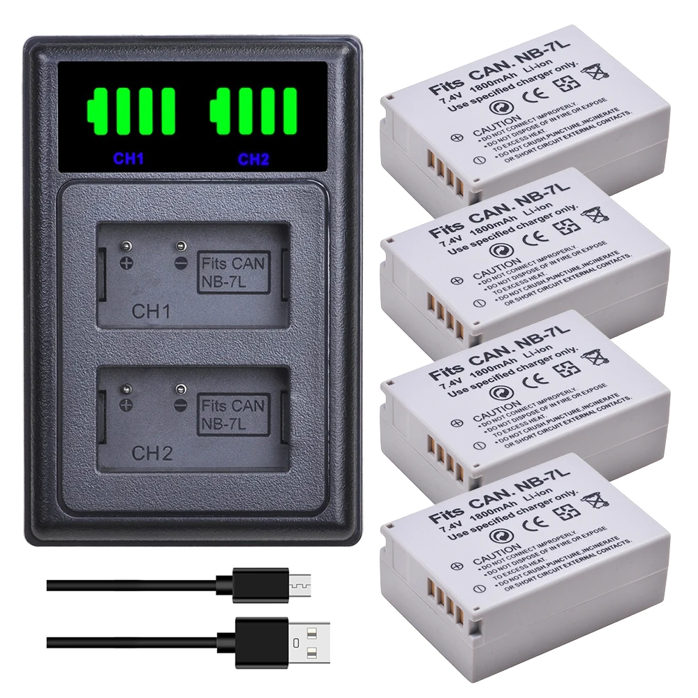 1800mAh NB-7L NB7L Battery + LED Dual Charger Type C Port for Canon PowerShot G10 G11 G12 SX30 Camera NB7L Battery
1800mAh NB-7L NB7L Battery + LED Dual Charger Type C Port for Canon PowerShot G10 G11 G12 SX30 Camera NB7L Battery