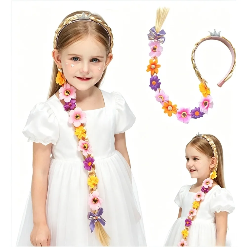 Girls Headwear for Halloween Cosplay Parties,Floral Princess Headband Hand‑Woven Long Braid Wig Hairband Kids Fairy Dress‑up
Girls Headwear for Halloween Cosplay Parties,Floral Princess Headband Hand‑Woven Long Braid Wig Hairband Kids Fairy Dress‑up
