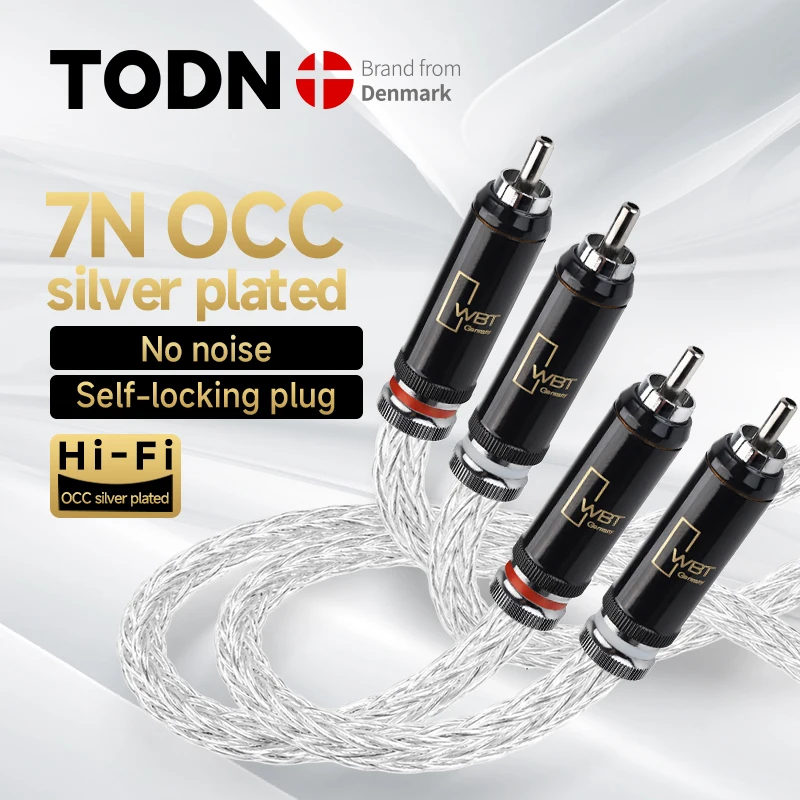TODN Hi-End 8AG Silver Plated OCC 16 Strands Audio Cable With WBT RCA Plug Cable HIFI 2RCA TO 2RCA Cable
TODN Hi-End 8AG Silver Plated OCC 16 Strands Audio Cable With WBT RCA Plug Cable HIFI 2RCA TO 2RCA Cable