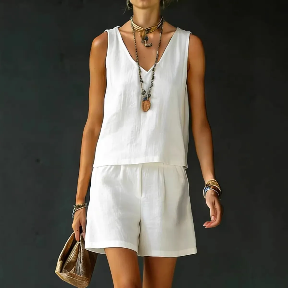 Summer Women's Clothing Shorts Women's Matching Sets Short Pants High Waist Pleated Casual Shorts Two Piece Set Shorts Beach
Summer Women's Clothing Shorts Women's Matching Sets Short Pants High Waist Pleated Casual Shorts Two Piece Set Shorts Beach