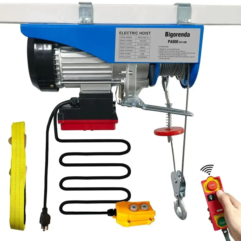1760lb Electric Hoist with Remote Control/Wired Control, Electric Hoist 2 in 1, 110v Electric Hoist with Single/Double Slings,65
1760lb Electric Hoist with Remote Control/Wired Control, Electric Hoist 2 in 1, 110v Electric Hoist with Single/Double Slings,65