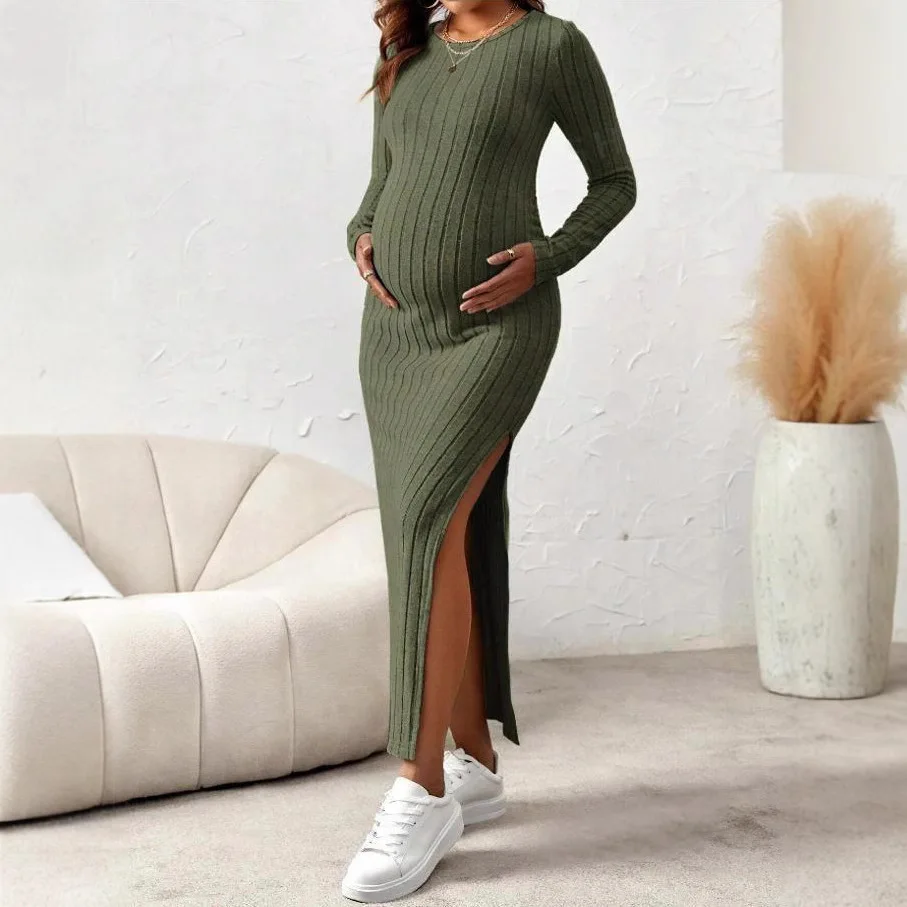 Maternity Long Sleeve Photoshoot Dress Autumn Winter Premama O-Neck Slim Slit Knit Casual Long Dress for Pregnant Women Clothes
Maternity Long Sleeve Photoshoot Dress Autumn Winter Premama O-Neck Slim Slit Knit Casual Long Dress for Pregnant Women Clothes