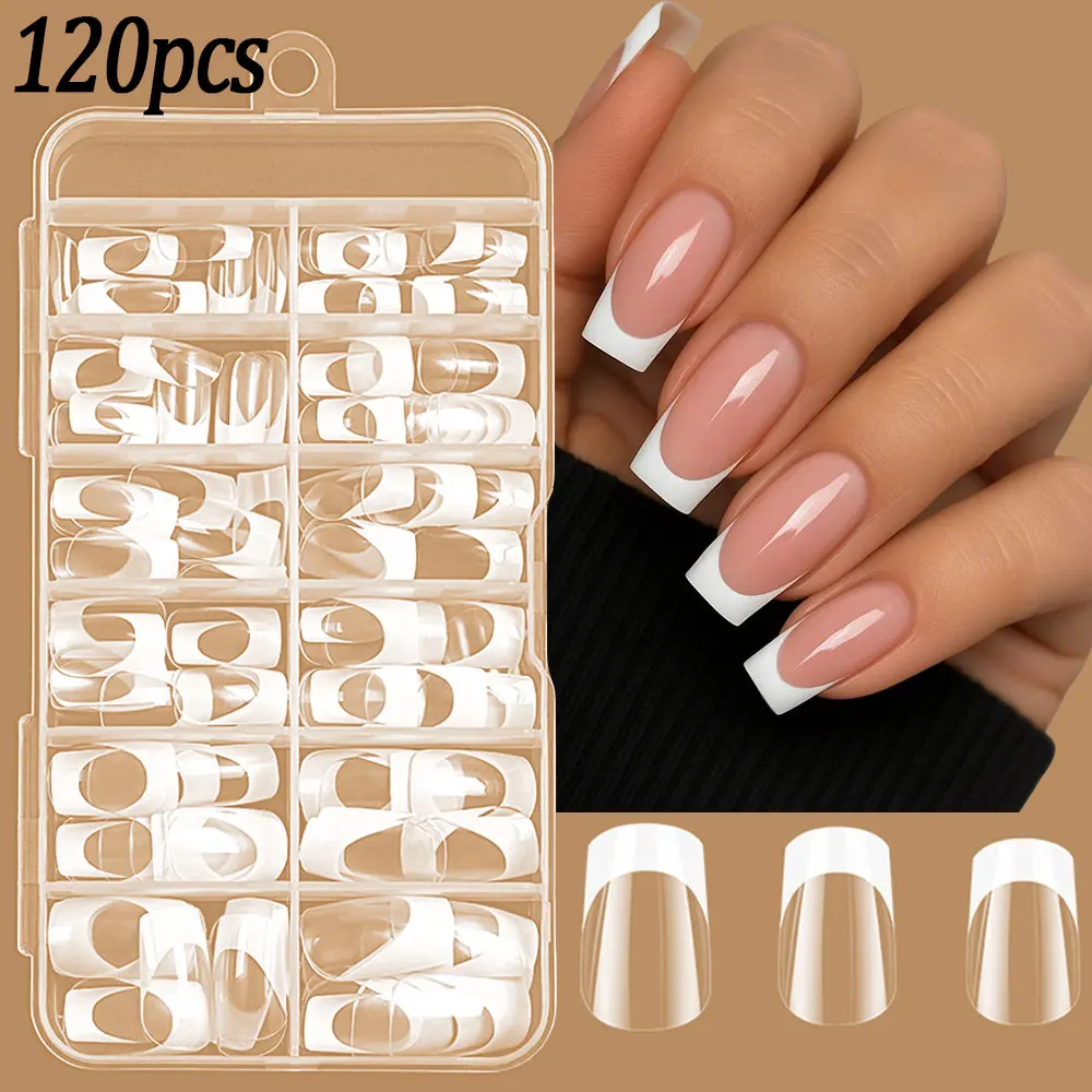120Pcs/box White French Clear Press On Nails Medium Long Square False Nails Reusable Full Cover Clear French Nail Extension Tips
120Pcs/box White French Clear Press On Nails Medium Long Square False Nails Reusable Full Cover Clear French Nail Extension Tips