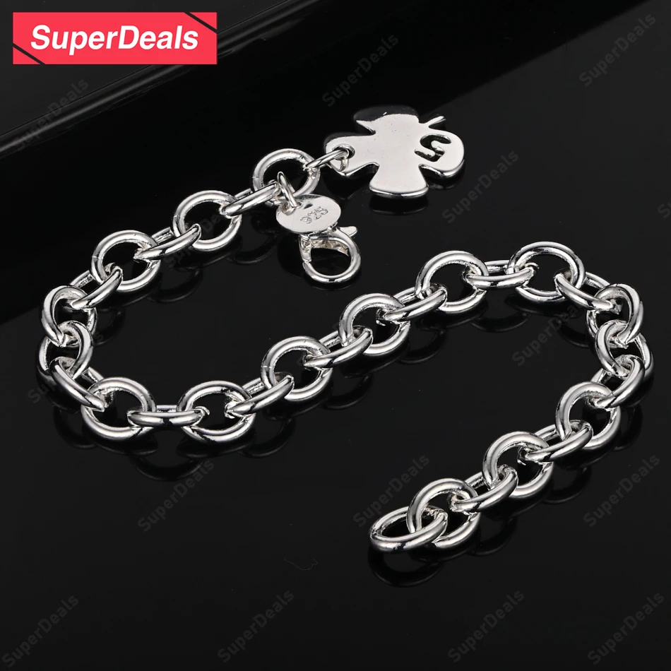 SuperDeals Four Leaf Clover Round Chain 925 Sterling Silver Bracelet Fine Jewelry Women Party Birthday Gift Wedding Accessories
SuperDeals Four Leaf Clover Round Chain 925 Sterling Silver Bracelet Fine Jewelry Women Party Birthday Gift Wedding Accessories