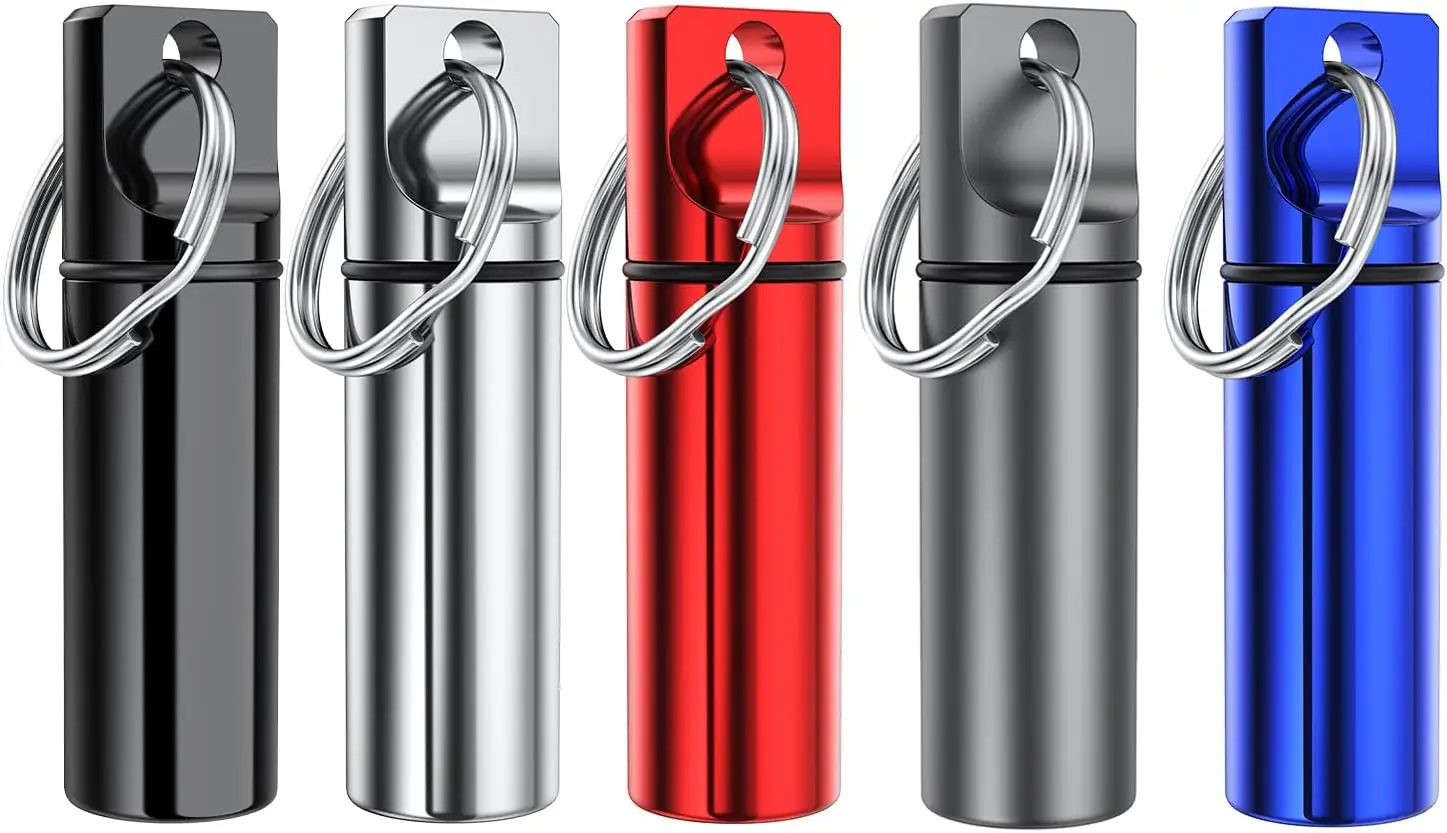 Mini Pill Box Keychain 5-Pack, Aluminium Alloy Waterproof Medicine Holder for Travel
Mini Pill Box Keychain 5-Pack, Aluminium Alloy Waterproof Medicine Holder for Travel