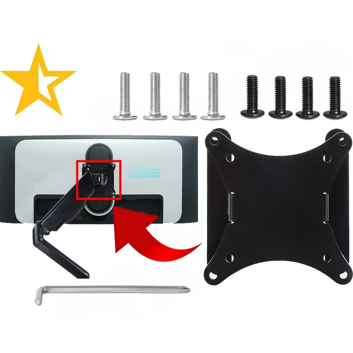 VESA Mount Adapter for DELL Alienware AW2724HF AW2723DF AAW2725D AW2725Q AW3225DM AW3425DWM Monitor Bracket Mounts to Stand /Arm
VESA Mount Adapter for DELL Alienware AW2724HF AW2723DF AAW2725D AW2725Q AW3225DM AW3425DWM Monitor Bracket Mounts to Stand /Arm