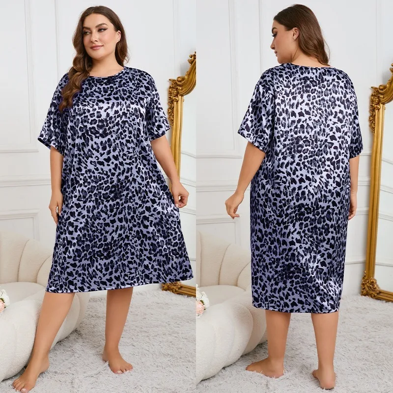 Women's Pajamas Leopard Print Pajamas Round Neck Loose Casual Medium Length Can Wear A Large Size Nightdress Sexy Lingerie Set
Women's Pajamas Leopard Print Pajamas Round Neck Loose Casual Medium Length Can Wear A Large Size Nightdress Sexy Lingerie Set