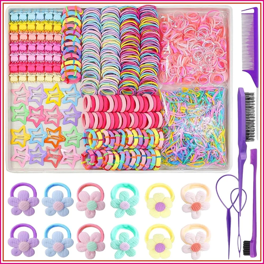 889 Pcs Hair Ties for Girls Colorful Elastic Bands with 12 Flower Hair Ties
889 Pcs Hair Ties for Girls Colorful Elastic Bands with 12 Flower Hair Ties