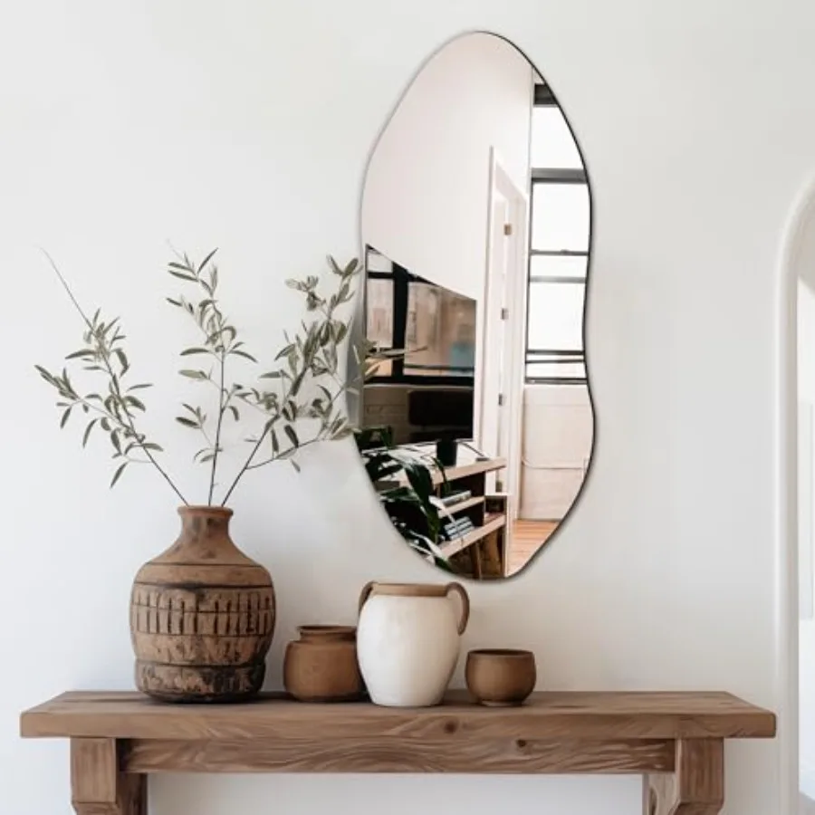 Irregular Wall Mirror32"x14" Slim Vertical Wavy Design Frameless Decorative Mirror for Entryway Hallway and Bathroom Modern Boh
Irregular Wall Mirror32"x14" Slim Vertical Wavy Design Frameless Decorative Mirror for Entryway Hallway and Bathroom Modern Boh