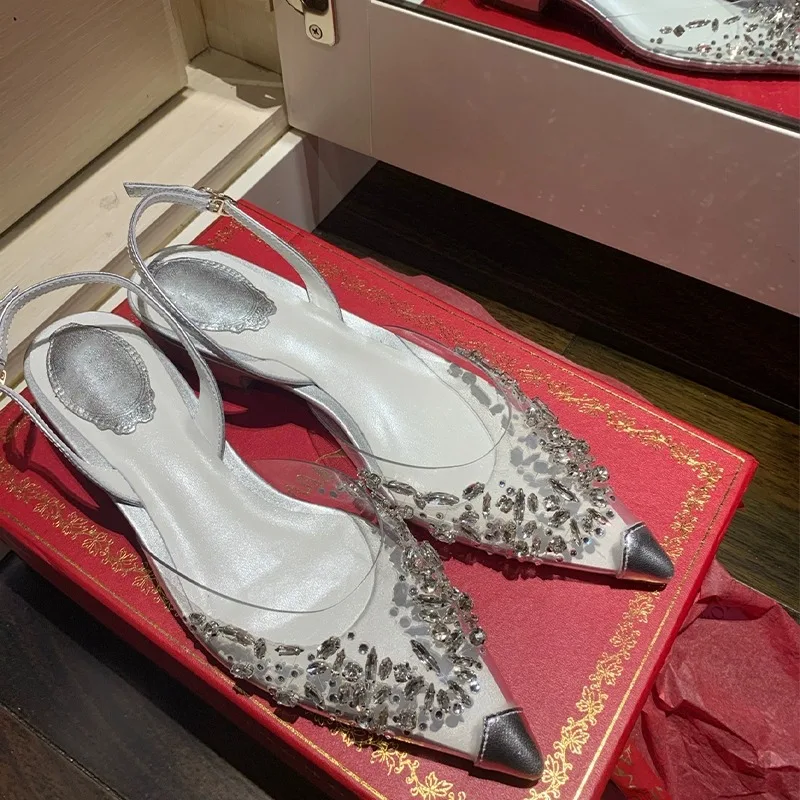 PVC Rhinestones Wedding Shoes Silver Pumps Pointed Toe Sandals Crystal Transparent Flats For Women Sandalias Mujer Zapatos
PVC Rhinestones Wedding Shoes Silver Pumps Pointed Toe Sandals Crystal Transparent Flats For Women Sandalias Mujer Zapatos