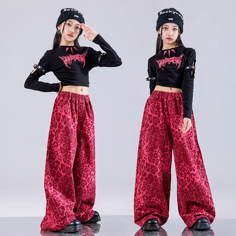 Kids Hip Hop Clothing Crop Top Long Sleeve T Shirt Leopard Casual Wide Cargo Pants for Girls Streetwear Dance Costumes Clothes
Kids Hip Hop Clothing Crop Top Long Sleeve T Shirt Leopard Casual Wide Cargo Pants for Girls Streetwear Dance Costumes Clothes