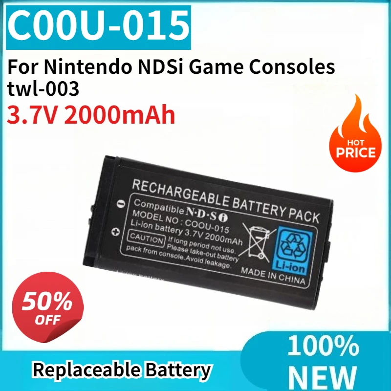 High Capacity 3.7V 2000mAh C00U-015 Replacement Lithium Battery for Nintendo NDSi Game Consoles twl-003
High Capacity 3.7V 2000mAh C00U-015 Replacement Lithium Battery for Nintendo NDSi Game Consoles twl-003