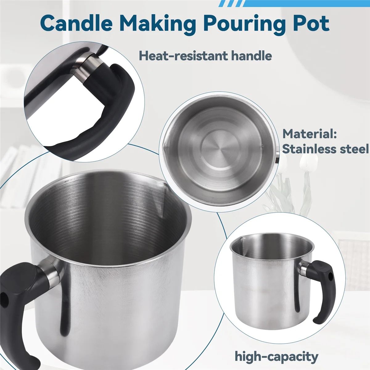 Better Quality Candle Making Pouring Pot, 44 Oz Double Boiler Wax Melting Pot, Candle Making Pitcher, Heat-Resistant Handle
Better Quality Candle Making Pouring Pot, 44 Oz Double Boiler Wax Melting Pot, Candle Making Pitcher, Heat-Resistant Handle