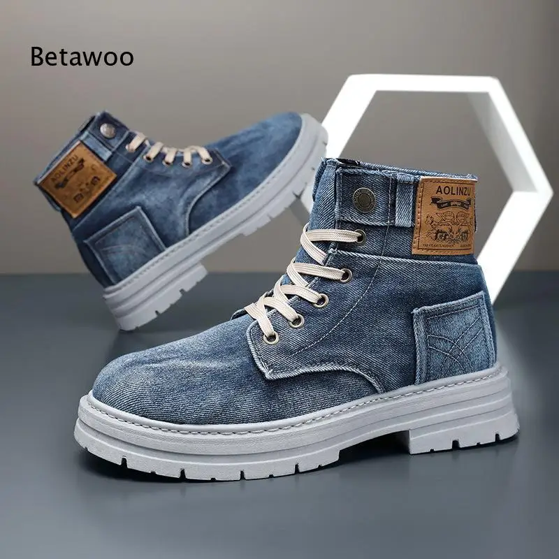 Street-Style Denim-Patchwork Vintage Distressed Martin High-Top Boots
Street-Style Denim-Patchwork Vintage Distressed Martin High-Top Boots