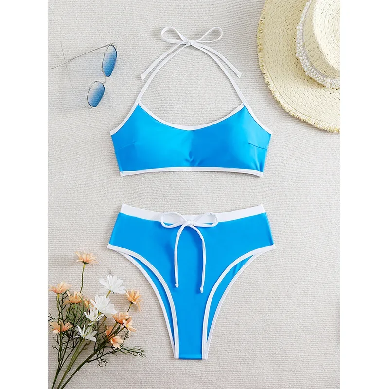 New Sexy Blue Bikinis Sets Two Pieces High Waist Swimsuit Sports Swimwear Female Thong Brazilian Biquini Beach Wear Bathing Suit
New Sexy Blue Bikinis Sets Two Pieces High Waist Swimsuit Sports Swimwear Female Thong Brazilian Biquini Beach Wear Bathing Suit