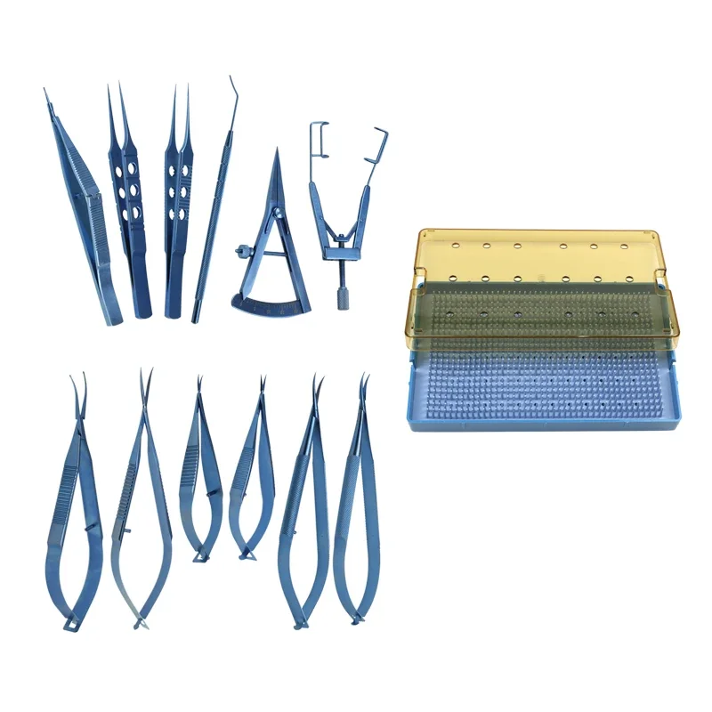 Silicone Tray Disinfection Tray Box Titanium Alloy Needle Holder Corneal Scissors Ophthalmic Surgery Instrument Set 13pcs
Silicone Tray Disinfection Tray Box Titanium Alloy Needle Holder Corneal Scissors Ophthalmic Surgery Instrument Set 13pcs