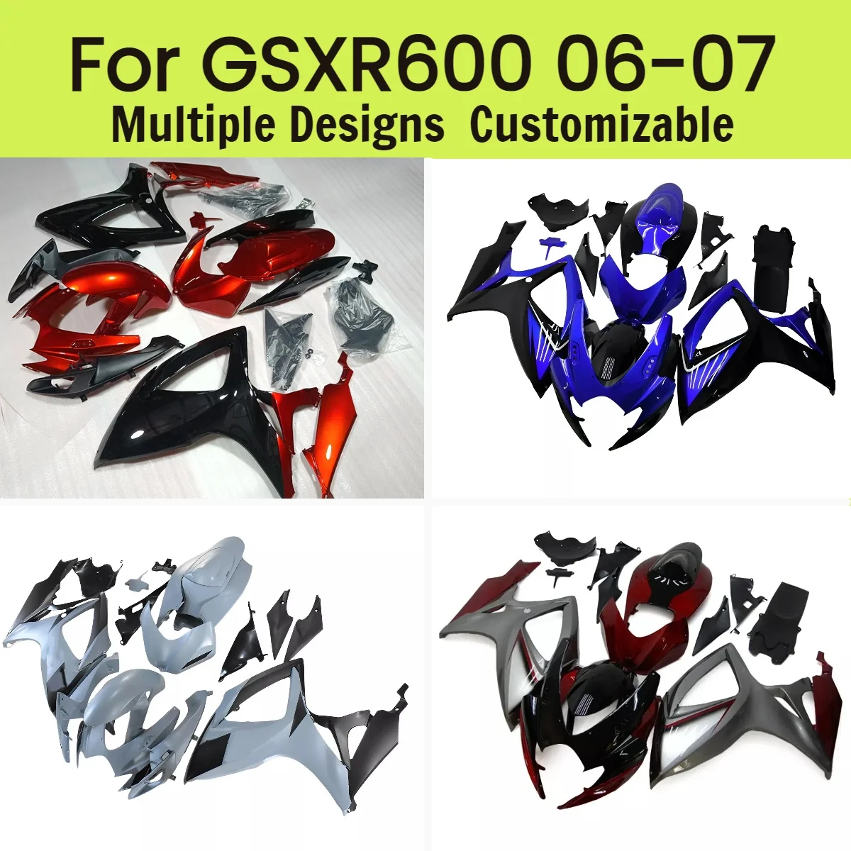GSXR 600 750 2006 2007 настраиваемые обтекатели для GSXR600 GSXR750 06 07, комплект обтекателей для кузова мотоцикла
GSXR 600 750 2006 2007 настраиваемые обтекатели для GSXR600 GSXR750 06 07, комплект обтекателей для кузова мотоцикла