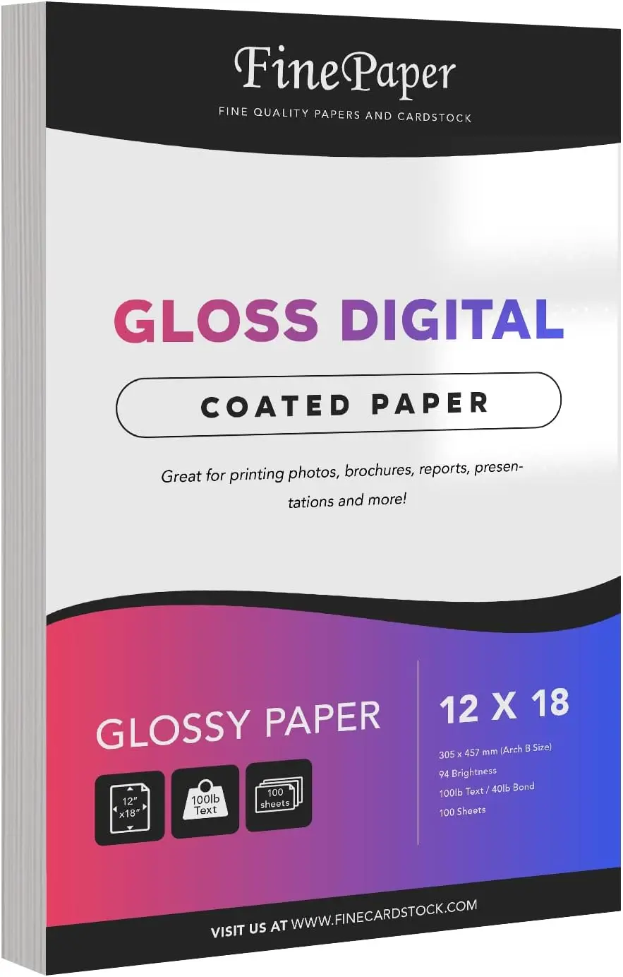 Gloss Digital Paper 12x18 100lb Text for Color Laser Printing, Flyers, Brochures - 100 Sheets
Gloss Digital Paper 12x18 100lb Text for Color Laser Printing, Flyers, Brochures - 100 Sheets
