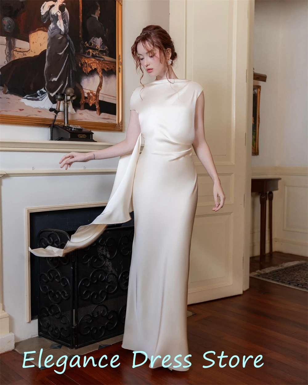 Customized Mermaid Simple Satin Evening Dress Exquisite Short Sleeves Sweep Train Homecoming Dresses Fashion Party Gow
Customized Mermaid Simple Satin Evening Dress Exquisite Short Sleeves Sweep Train Homecoming Dresses Fashion Party Gow