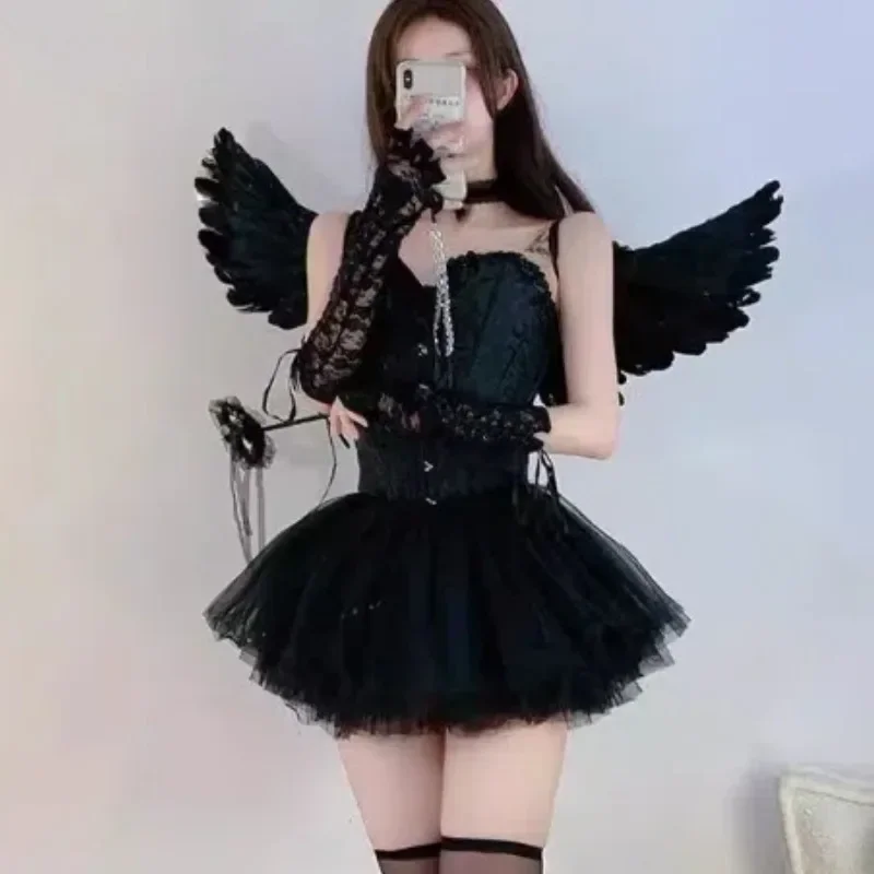 Women Girls Halloween Angel Devil Swan Cosplay Costume Sexy Strapless Vest Skirt Wings Suit Carnival Party Roleplay Outfits
Women Girls Halloween Angel Devil Swan Cosplay Costume Sexy Strapless Vest Skirt Wings Suit Carnival Party Roleplay Outfits