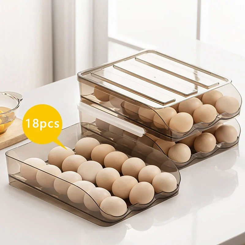 Eggs Tray Automatic Rolling Egg Storage Box Transparent Drawer Egg Container with Lid for Household Refrigerator Organizer
Eggs Tray Automatic Rolling Egg Storage Box Transparent Drawer Egg Container with Lid for Household Refrigerator Organizer