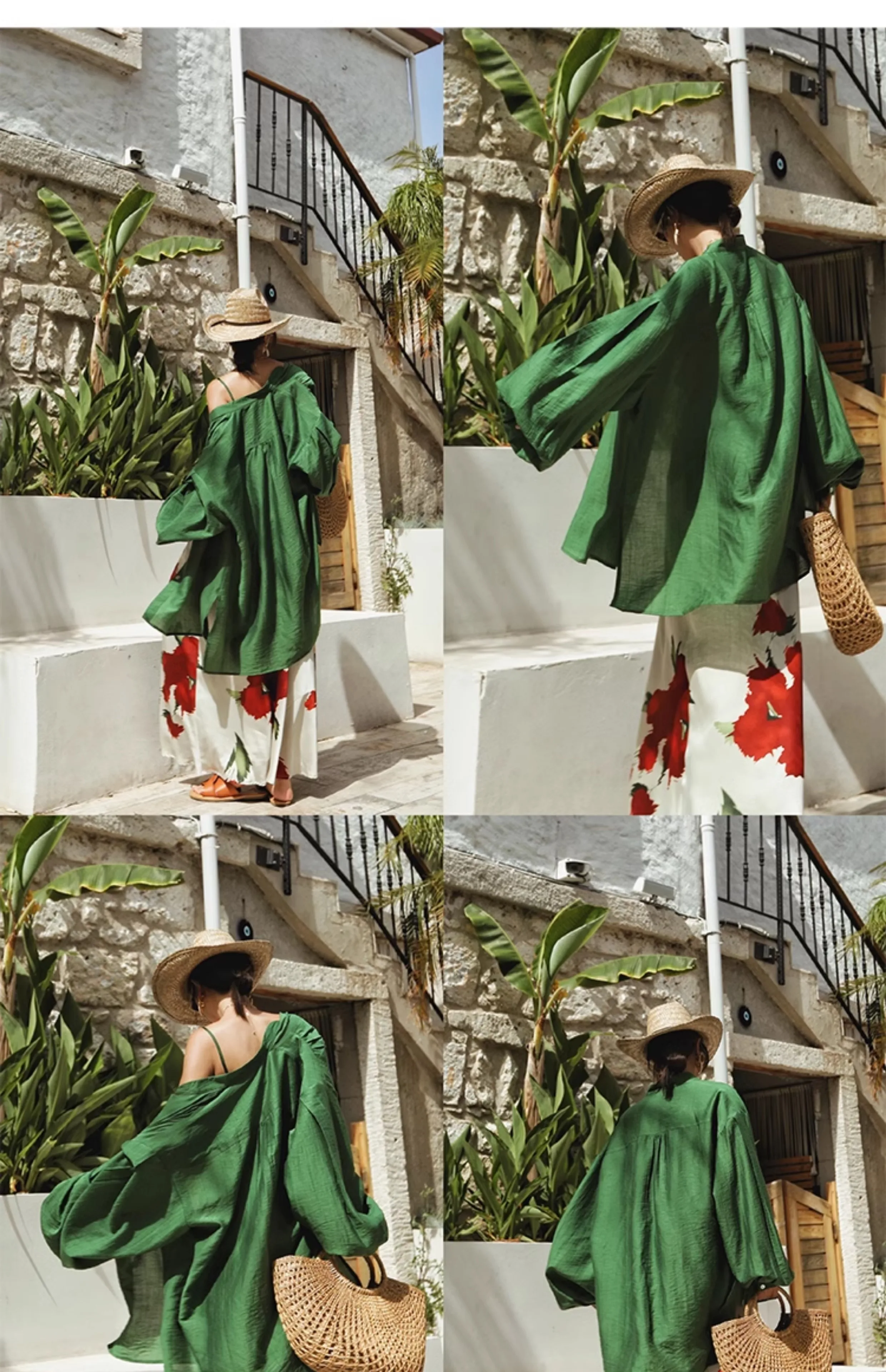 Spring Autumn Women Plant-based outfit, green loose and lazy style long sleeve shirt outerwear top.
Spring Autumn Women Plant-based outfit, green loose and lazy style long sleeve shirt outerwear top.