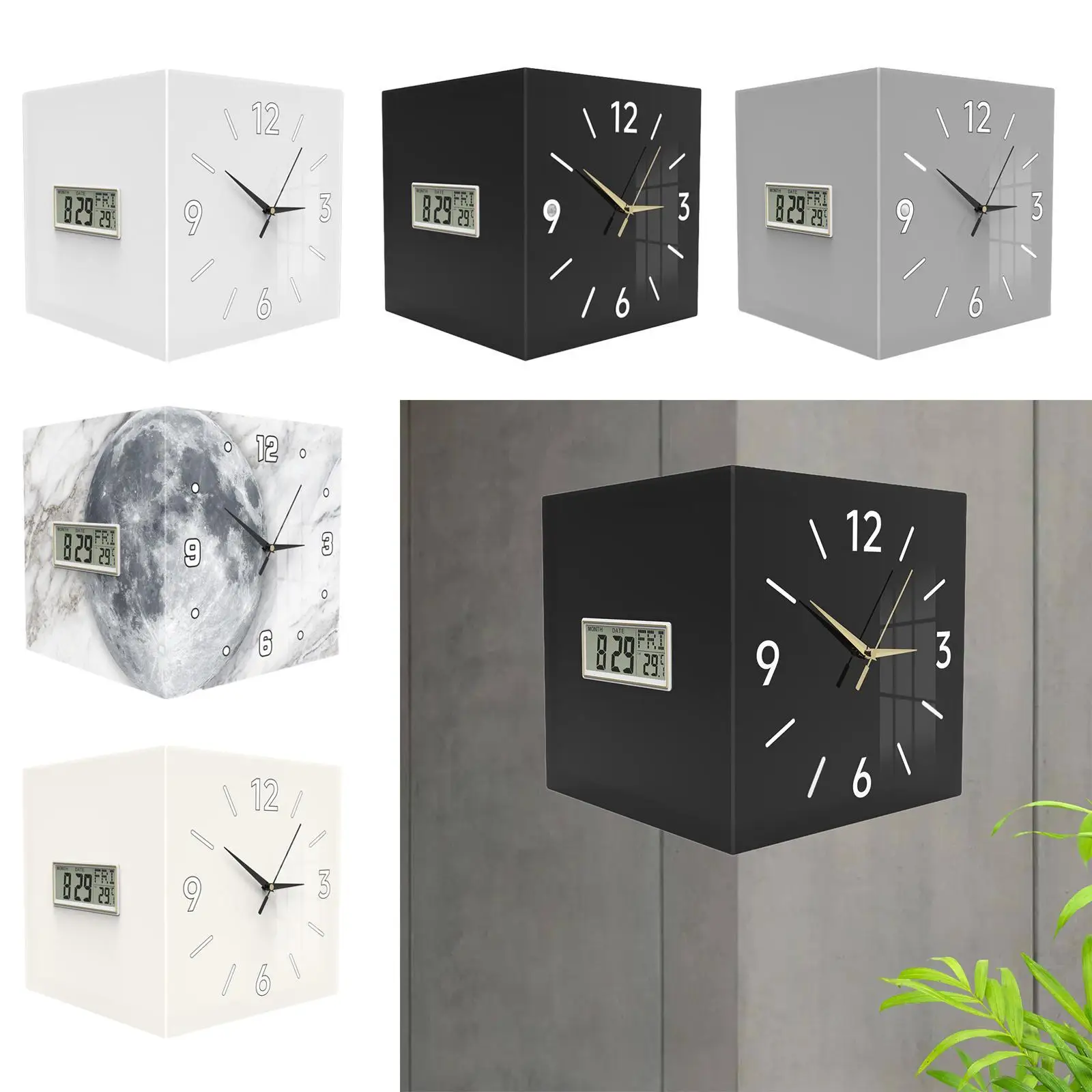 Corner Wall Clock Date Week Display Acrylic Modern Calendar Quiet Temperature Display for Dorm Office Bedroom Home Decoration
Corner Wall Clock Date Week Display Acrylic Modern Calendar Quiet Temperature Display for Dorm Office Bedroom Home Decoration