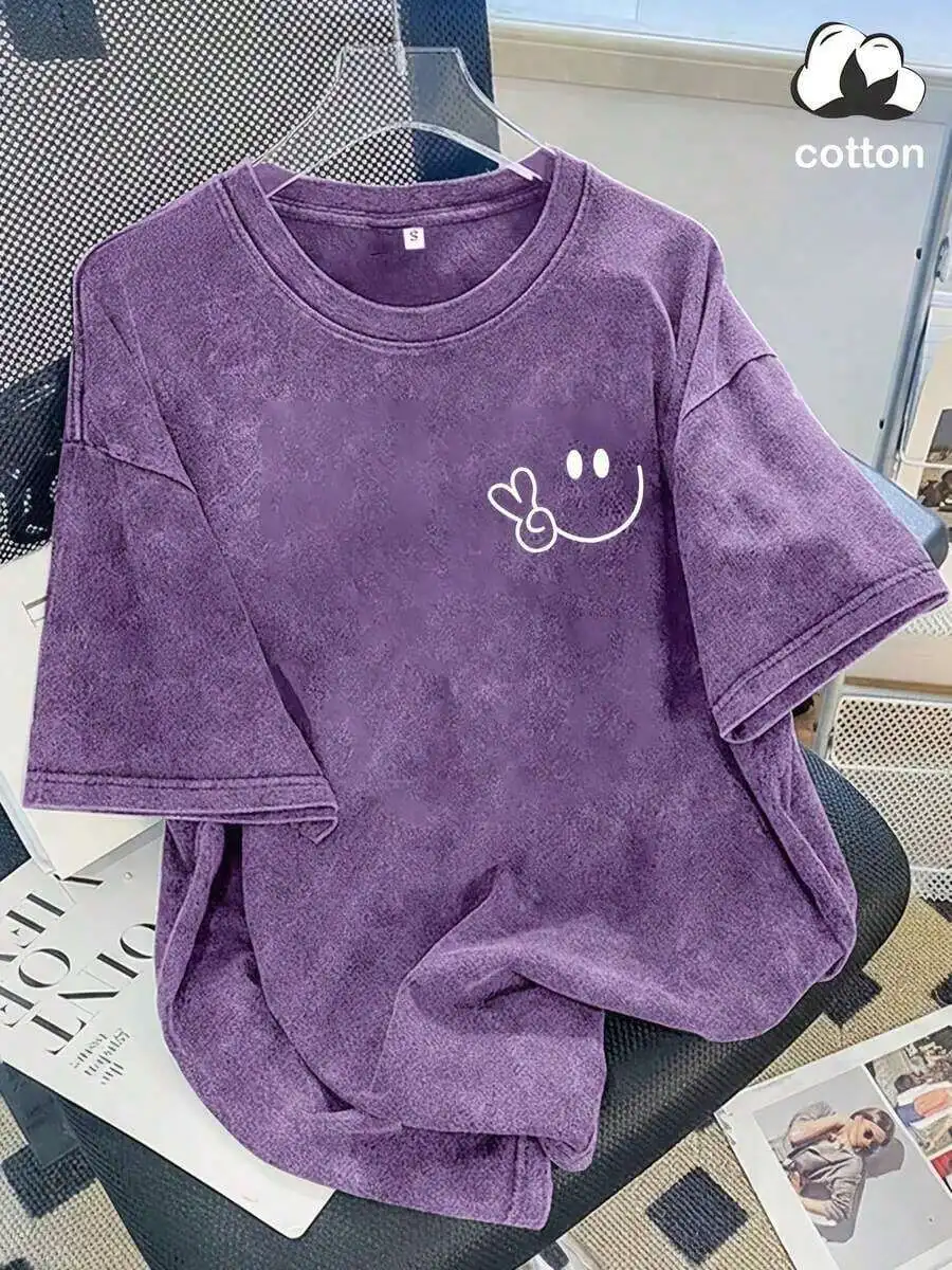 Vintage Washed Cotton Loose Fit T-Shirt Women Casual Short Sleeve Crew Neck Purple
Vintage Washed Cotton Loose Fit T-Shirt Women Casual Short Sleeve Crew Neck Purple