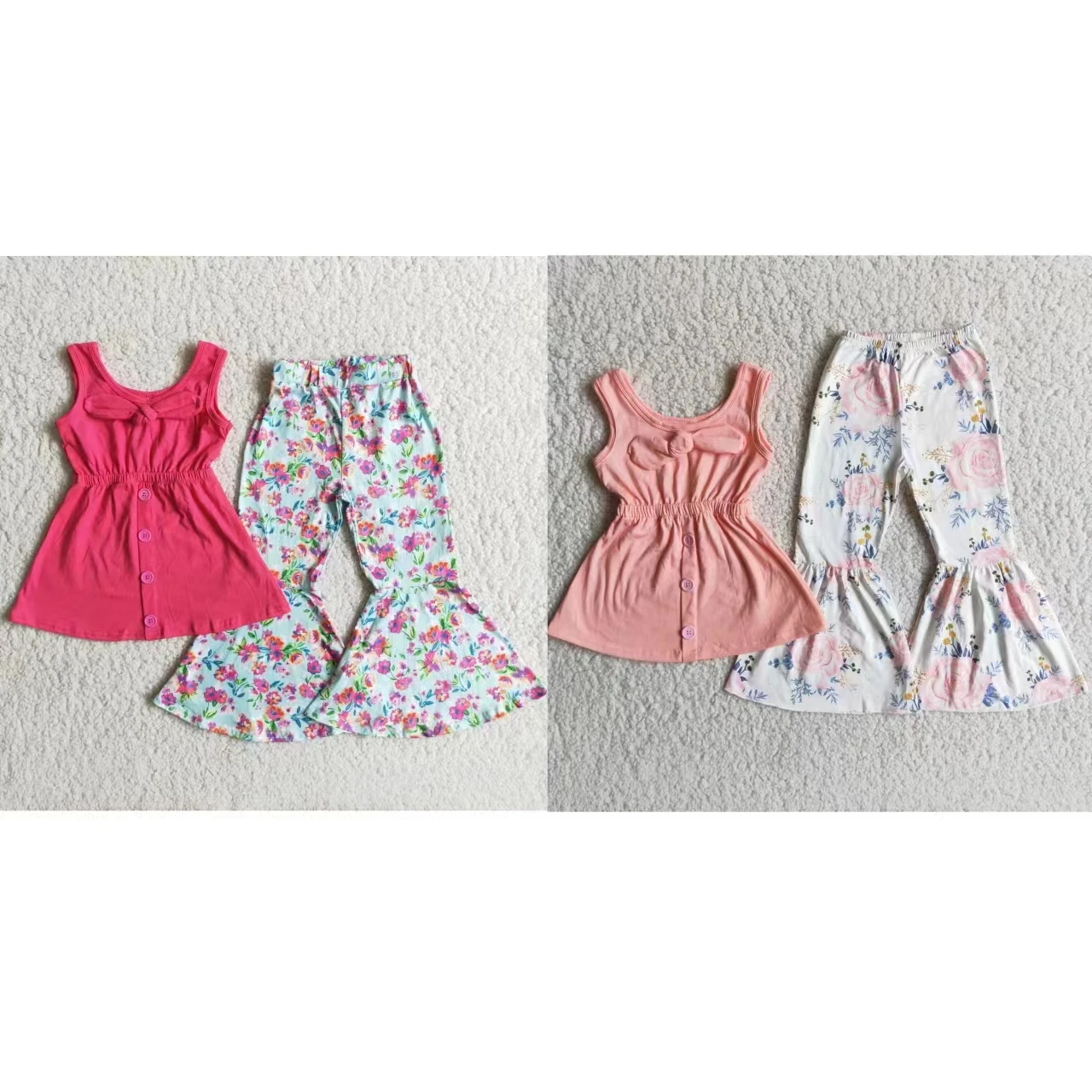 Wholesale Baby Girl Flower Outfit Sleeveless Cotton Tunic Floral Bell Bottom Pants Set Toddler Children Spring Fall Clothing
Wholesale Baby Girl Flower Outfit Sleeveless Cotton Tunic Floral Bell Bottom Pants Set Toddler Children Spring Fall Clothing