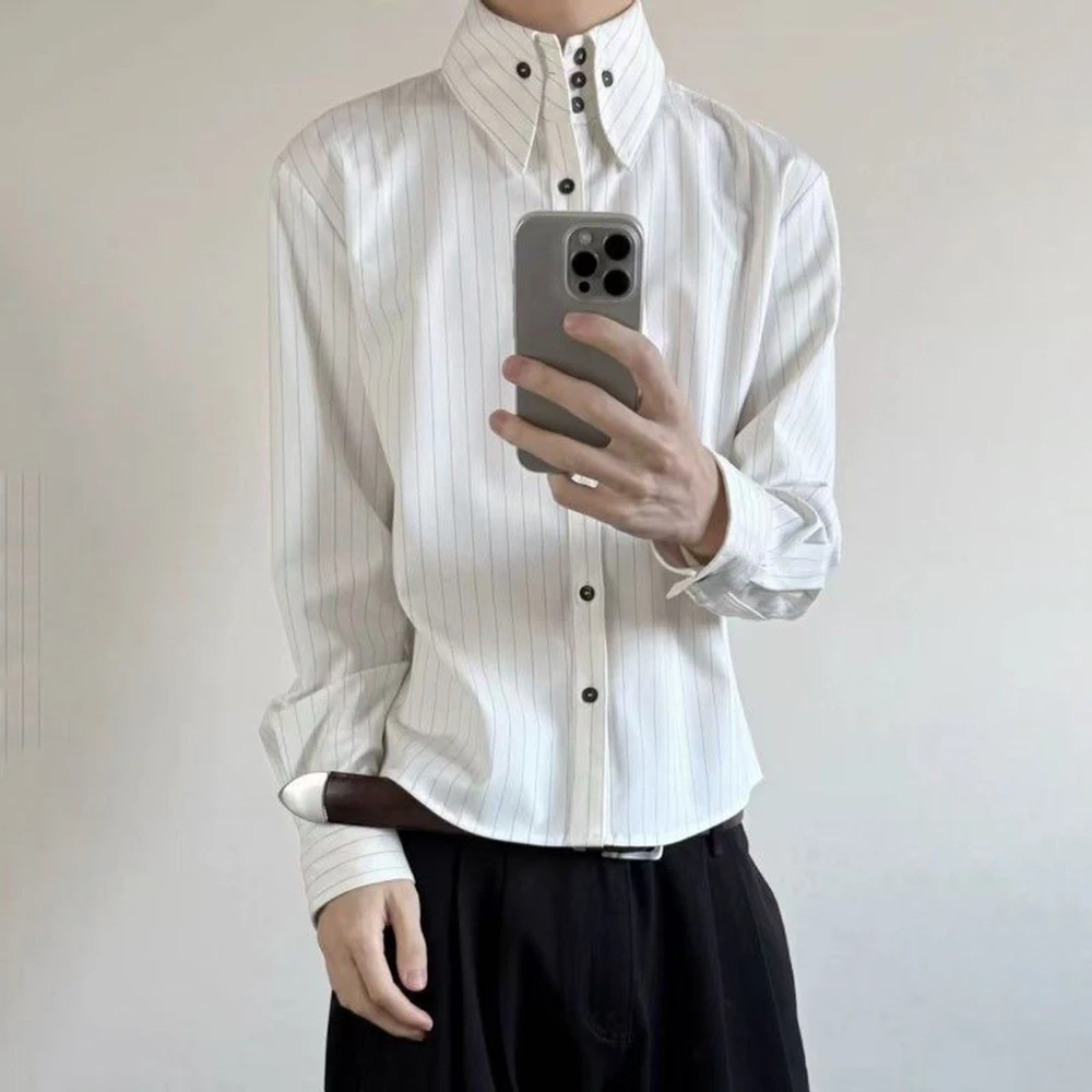 Mens Striped Pointed Collar Multi-Button Shirt Fashion Elegant Youth Trend Niche Sexy Top Nightclubs New Men'S Clothing 2026 New
Mens Striped Pointed Collar Multi-Button Shirt Fashion Elegant Youth Trend Niche Sexy Top Nightclubs New Men'S Clothing 2026 New