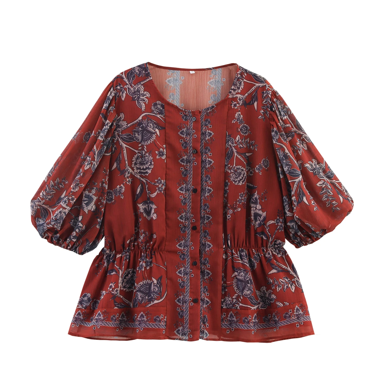 ZBZA Spring New Women's Faion Printed round Ne Waist-Cinching irt Casual Loose Lantern Sve Polyester Fiber irt
ZBZA Spring New Women's Faion Printed round Ne Waist-Cinching irt Casual Loose Lantern Sve Polyester Fiber irt
