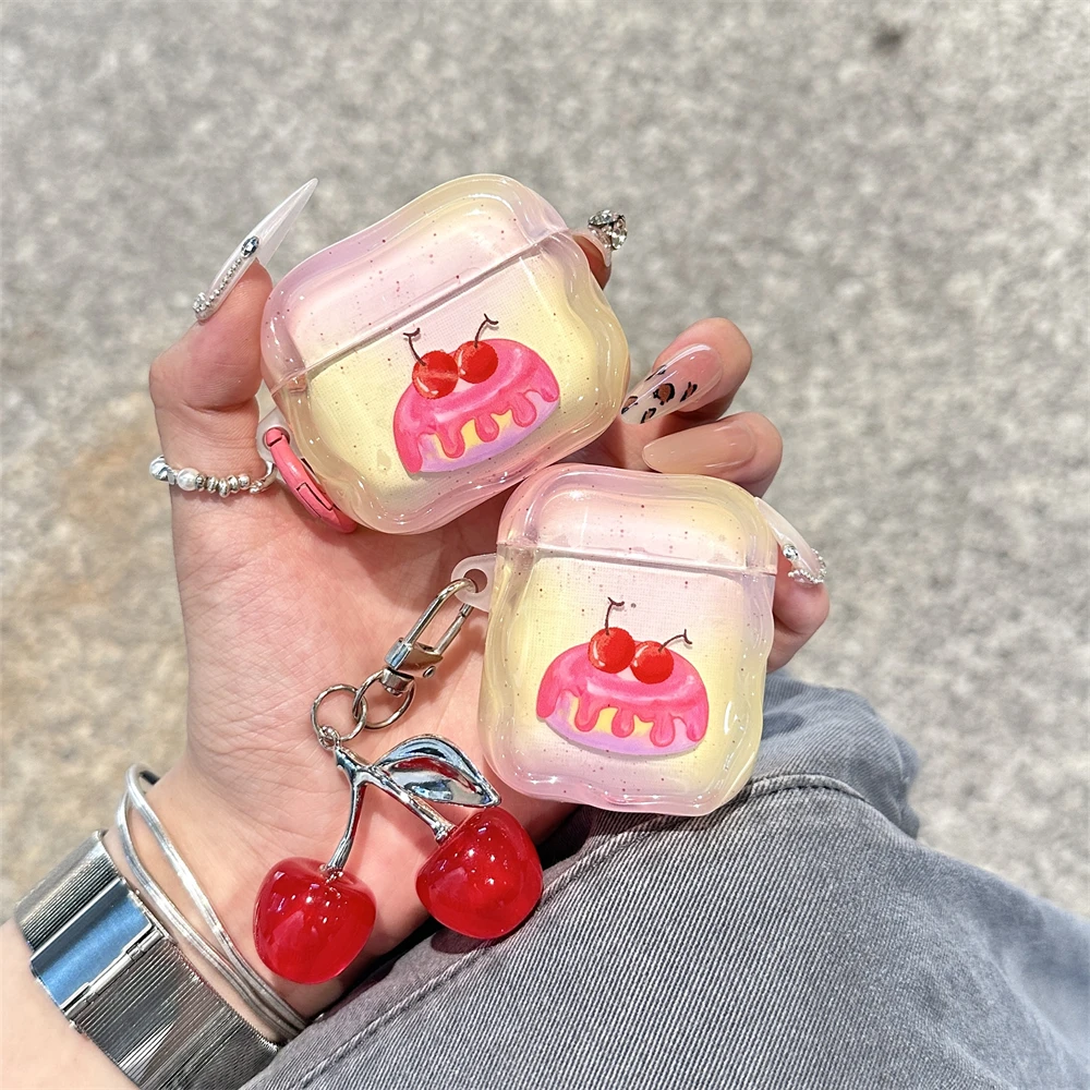 Korean Cute Cherry Cake Earphone Case For Apple Airpods 4 3 2 Pro Cover with Pendant Silicone Headphone Cases For Airpod Pro2
Korean Cute Cherry Cake Earphone Case For Apple Airpods 4 3 2 Pro Cover with Pendant Silicone Headphone Cases For Airpod Pro2