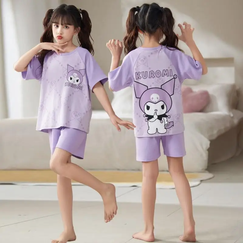 Sanrio children's pure cotton short sleeved new Kuromi girls' pajamas Cinnamoroll spring and summer student thin home clothes
Sanrio children's pure cotton short sleeved new Kuromi girls' pajamas Cinnamoroll spring and summer student thin home clothes