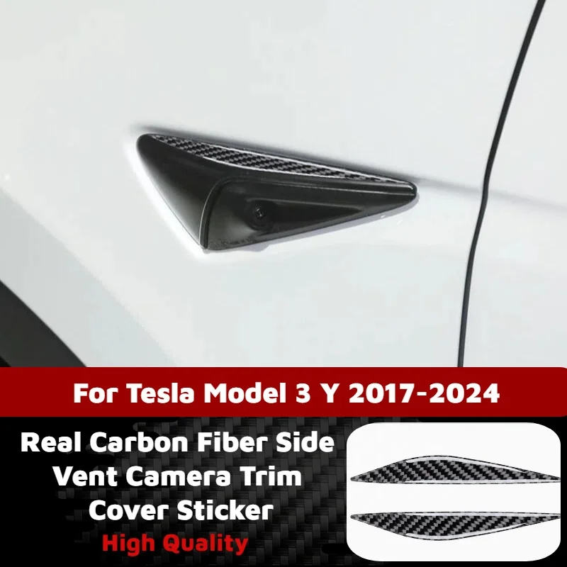 2Pcs Real Carbon Fiber Side Vent Camera Trim Cover Sticker for Tesla Model 3 Y 2017-2024 Exterior Sport Modification Accessories
2Pcs Real Carbon Fiber Side Vent Camera Trim Cover Sticker for Tesla Model 3 Y 2017-2024 Exterior Sport Modification Accessories