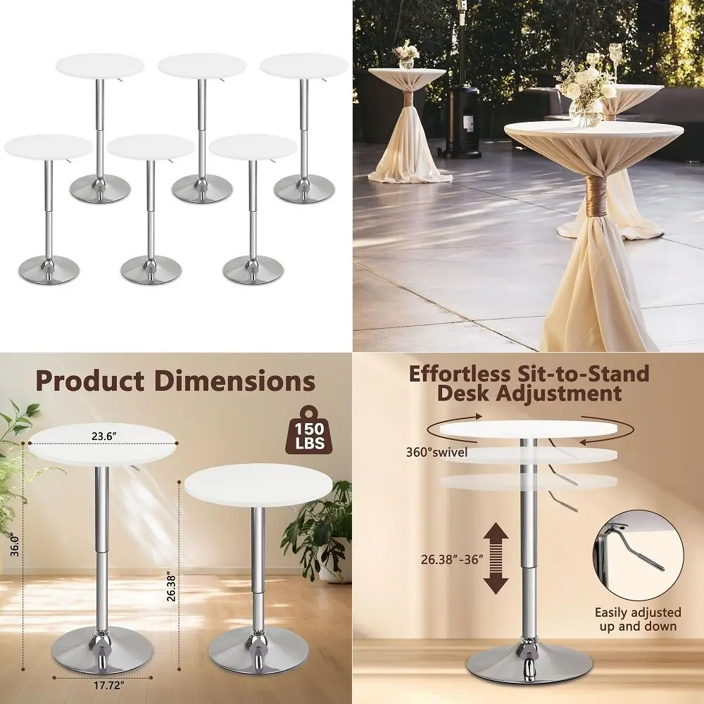 Round Bar Pub Tables Set of 6, 2636 Height Adjustable Bistro Table with Metal Base, 360 Swivel High Top Cocktail Table for Home
Round Bar Pub Tables Set of 6, 2636 Height Adjustable Bistro Table with Metal Base, 360 Swivel High Top Cocktail Table for Home