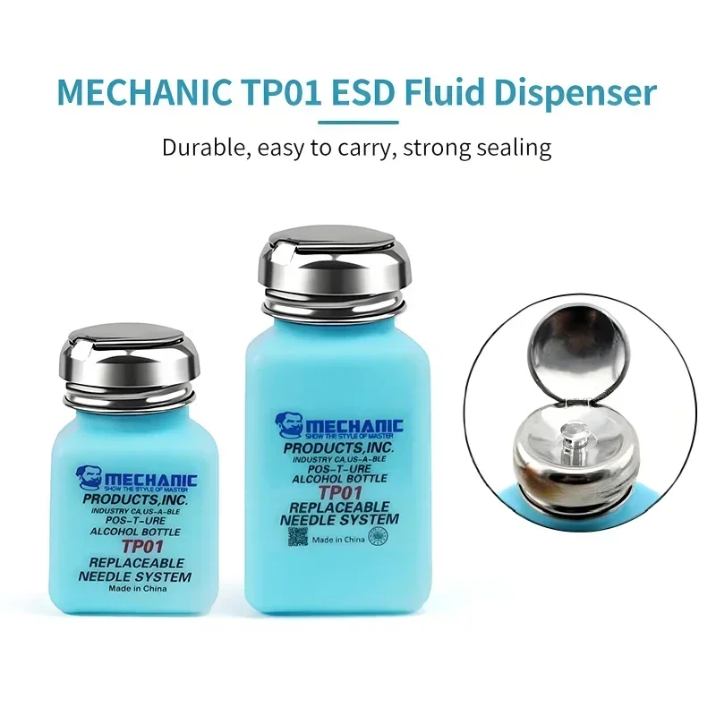 МЕХАНИК TP01 Металлическая крышка Бутылка для жидкого спирта Пресс-насос ESD Диспенсер для жидкости Пластиковый контейнер для чистки материнской платы печатной платы
МЕХАНИК TP01 Металлическая крышка Бутылка для жидкого спирта Пресс-насос ESD Диспенсер для жидкости Пластиковый контейнер для чистки материнской платы печатной платы