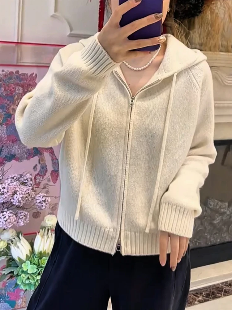 Korean Sle Lazy Hat Zipper Knitted Open Cardigan Autumn Winter New Large Size Ele Slimming Versatile Top Women's Faion
Korean Sle Lazy Hat Zipper Knitted Open Cardigan Autumn Winter New Large Size Ele Slimming Versatile Top Women's Faion