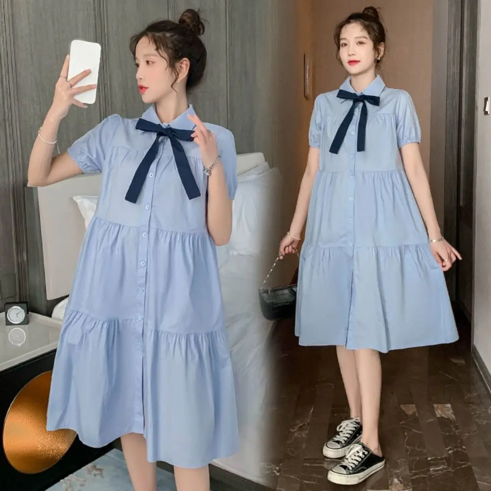Casual Bowknot Girl Princess Dress Loose Puff Short Sleeve Teenagers Shirt Dress Sweet Preppy Style Children Bubble Dresses Kids
Casual Bowknot Girl Princess Dress Loose Puff Short Sleeve Teenagers Shirt Dress Sweet Preppy Style Children Bubble Dresses Kids