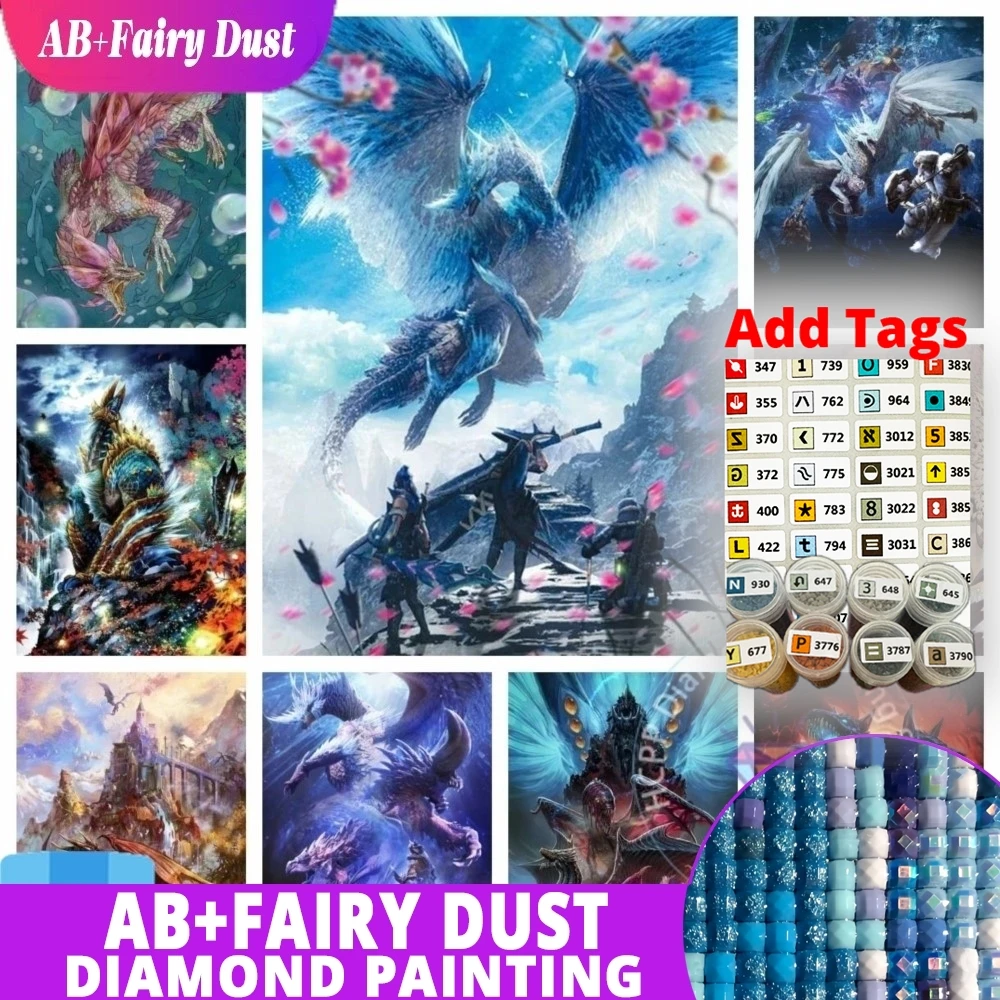 С наклейкой с символом Fairy Dust AB M-Monster-Hunter World Game Набор алмазной живописи 5D DIY Rathlos Динозавр Искусство ручной работы Exquisit
С наклейкой с символом Fairy Dust AB M-Monster-Hunter World Game Набор алмазной живописи 5D DIY Rathlos Динозавр Искусство ручной работы Exquisit