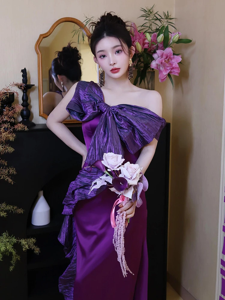 Bridal Wedding Toast Dress Adult Ceremony Banquet Light Luxury Birthday Purple High-Grade Morning Gowns Evening
Bridal Wedding Toast Dress Adult Ceremony Banquet Light Luxury Birthday Purple High-Grade Morning Gowns Evening