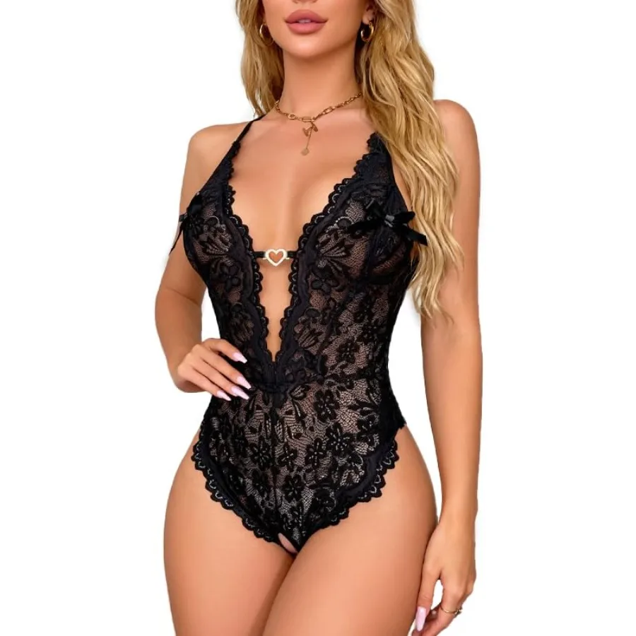 DITSONEO Sexy Lace Bodysuit for Women Deep V Neck One Pcs Lingerie, Sheer Mesh Teddy, Backless Bodysuit Sleepwear
DITSONEO Sexy Lace Bodysuit for Women Deep V Neck One Pcs Lingerie, Sheer Mesh Teddy, Backless Bodysuit Sleepwear